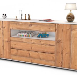 Sideboard Filippa | Korpus Weiß | Front in Pinie Holz Optik | 180x79x35cm (BxHxT)