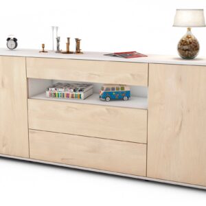Sideboard Filippa | Korpus Weiß | Front in Zeder Holz Optik | 180x79x35cm (BxHxT)