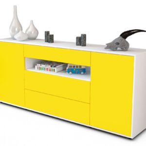 Sideboard Filippa | Korpus Weiß | Front in Gelb | 180x79x35cm (BxHxT)