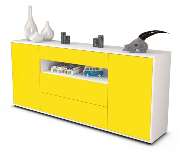 Sideboard Filippa | Korpus Weiß | Front in Gelb | 180x79x35cm (BxHxT)