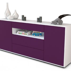 Sideboard Filippa | Korpus Weiß | Front in Lila | 180x79x35cm (BxHxT)