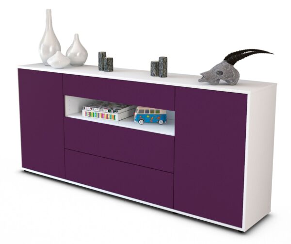 Sideboard Filippa | Korpus Weiß | Front in Lila | 180x79x35cm (BxHxT)