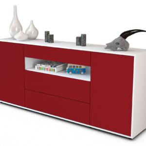 Sideboard Filippa | Korpus Weiß | Front in Bordeaux | 180x79x35cm (BxHxT)