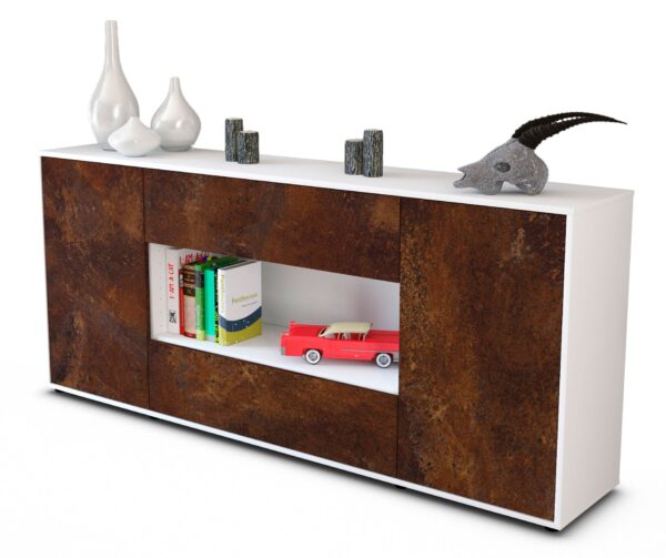 Sideboard Filomena | Korpus Weiß | Front in Rost Optik | 180x79x35cm (BxHxT)