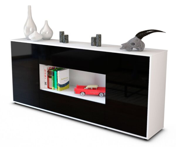 Sideboard Filomena, Schwarz (180x79x35cm)