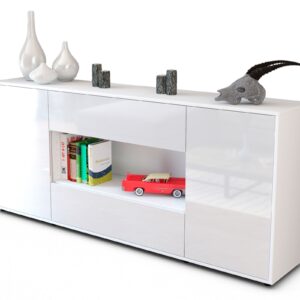 Sideboard Filomena | Korpus Weiß | Front in Hochglanz Weiß | 180x79x35cm (BxHxT)