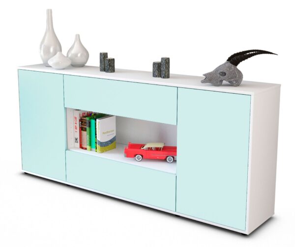 Sideboard Filomena | Korpus Weiß | Front in Mint | 180x79x35cm (BxHxT)