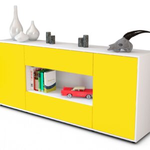 Sideboard Filomena | Korpus Weiß | Front in Gelb | 180x79x35cm (BxHxT)