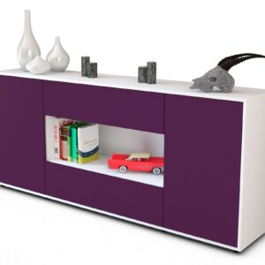 Sideboard Filomena | Korpus Weiß | Front in Lila | 180x79x35cm (BxHxT)