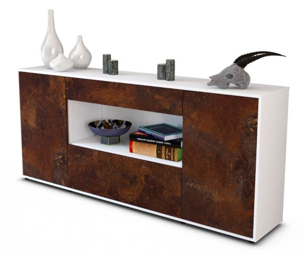 Sideboard Fiora | Korpus Weiß | Front in Rost Optik | 180x79x35cm (BxHxT)