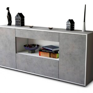 Sideboard Fiora | Korpus Weiß | Front in Beton Optik | 180x79x35cm (BxHxT)