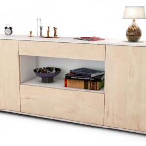 Sideboard Fiora | Korpus Weiß | Front in Zeder Holz Optik | 180x79x35cm (BxHxT)