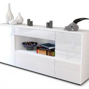 Sideboard Fiora | Korpus Weiß | Front in Hochglanz Weiß | 180x79x35cm (BxHxT)