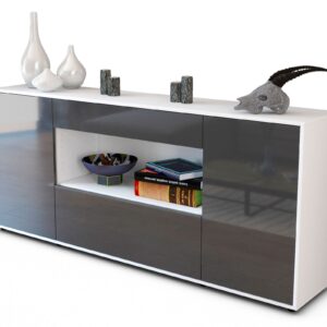 Sideboard Fiora | Korpus Weiß | Front in Hochglanz Grau | 180x79x35cm (BxHxT)