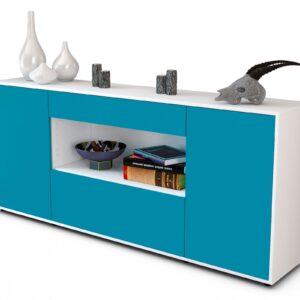 Sideboard Fiora | Korpus Weiß | Front in Türkis | 180x79x35cm (BxHxT)