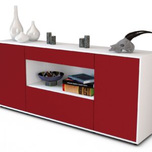 Sideboard Fiora | Korpus Weiß | Front in Bordeaux | 180x79x35cm (BxHxT)