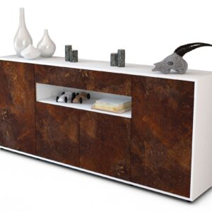 Sideboard Fiorella | Korpus Weiß | Front in Rost Optik | 180x79x35cm (BxHxT)