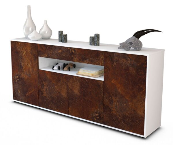 Sideboard Fiorella | Korpus Weiß | Front in Rost Optik | 180x79x35cm (BxHxT)