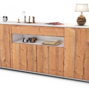 Sideboard Fiorella | Korpus Weiß | Front in Pinie Holz Optik | 180x79x35cm (BxHxT)