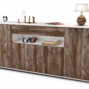 Sideboard Fiorella | Korpus Weiß | Front in Treibholz Holz Optik | 180x79x35cm (BxHxT)