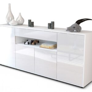 Sideboard Fiorella | Korpus Weiß | Front in Hochglanz Weiß | 180x79x35cm (BxHxT)