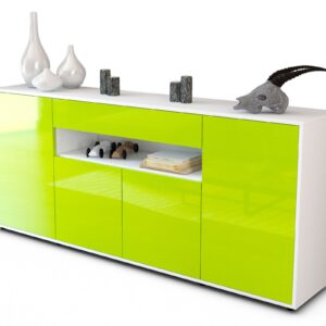 Sideboard Fiorella | Korpus Weiß | Front in Hochglanz Grün | 180x79x35cm (BxHxT)