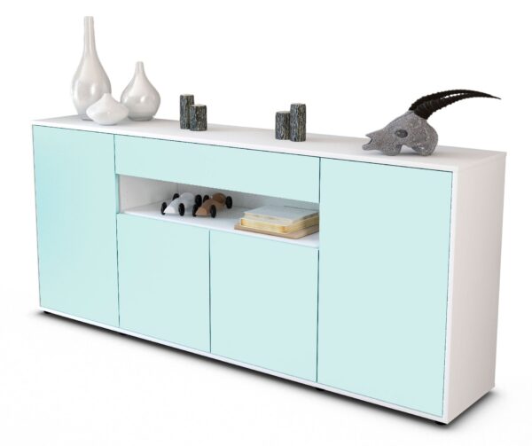 Sideboard Fiorella | Korpus Weiß | Front in Mint | 180x79x35cm (BxHxT)