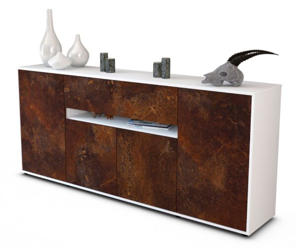 Sideboard Flavia | Korpus Weiß | Front in Rost Optik | 180x79x35cm (BxHxT)