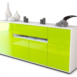 Sideboard Flavia | Korpus Weiß | Front in Hochglanz Grün | 180x79x35cm (BxHxT)