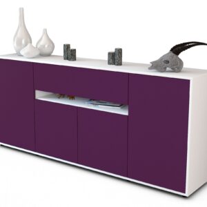 Sideboard Flavia | Korpus Weiß | Front in Lila | 180x79x35cm (BxHxT)