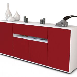Sideboard Flavia | Korpus Weiß | Front in Bordeaux | 180x79x35cm (BxHxT)