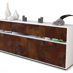 Sideboard Flora | Korpus Weiß | Front in Rost Optik | 180x79x35cm (BxHxT)