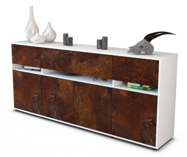 Sideboard Flora | Korpus Weiß | Front in Rost Optik | 180x79x35cm (BxHxT)