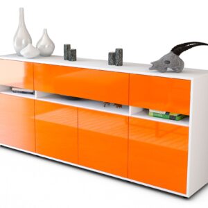 Sideboard Flora | Korpus Weiß | Front in Hochglanz Orange | 180x79x35cm (BxHxT)