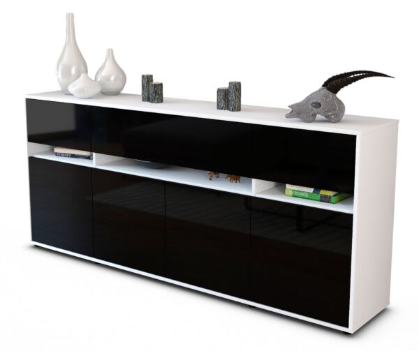 Sideboard Flora, Schwarz (180x79x35cm)