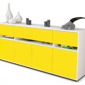 Sideboard Flora | Korpus Weiß | Front in Gelb | 180x79x35cm (BxHxT)