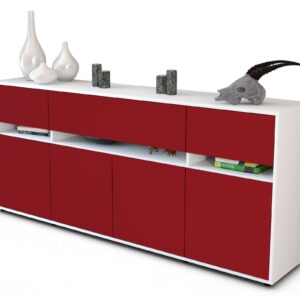 Sideboard Flora | Korpus Weiß | Front in Bordeaux | 180x79x35cm (BxHxT)