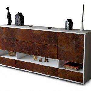 Sideboard Florentina | Korpus Weiß | Front in Rost Optik | 180x79x35cm (BxHxT)