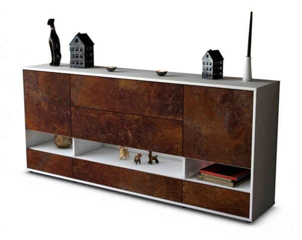 Sideboard Florentina | Korpus Weiß | Front in Rost Optik | 180x79x35cm (BxHxT)