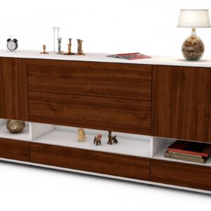 Sideboard Florentina | Korpus Weiß | Front in Walnuss Holz Optik | 180x79x35cm (BxHxT)