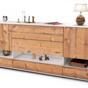 Sideboard Florentina | Korpus Weiß | Front in Pinie Holz Optik | 180x79x35cm (BxHxT)