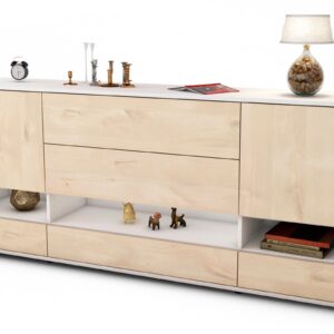 Sideboard Florentina | Korpus Weiß | Front in Zeder Holz Optik | 180x79x35cm (BxHxT)