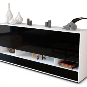 Sideboard Florentina | Korpus Weiß | Front in Hochglanz Schwarz | 180x79x35cm (BxHxT)