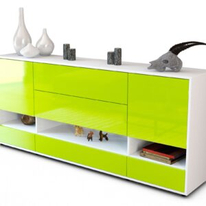 Sideboard Florentina | Korpus Weiß | Front in Hochglanz Grün | 180x79x35cm (BxHxT)