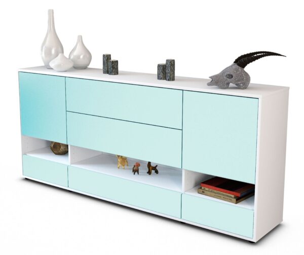 Sideboard Florentina | Korpus Weiß | Front in Mint | 180x79x35cm (BxHxT)