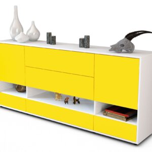 Sideboard Florentina | Korpus Weiß | Front in Gelb | 180x79x35cm (BxHxT)