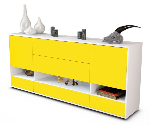 Sideboard Florentina | Korpus Weiß | Front in Gelb | 180x79x35cm (BxHxT)