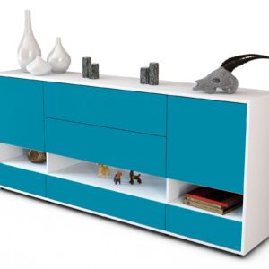 Sideboard Florentina | Korpus Weiß | Front in Türkis | 180x79x35cm (BxHxT)