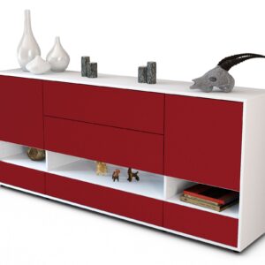 Sideboard Florentina | Korpus Weiß | Front in Bordeaux | 180x79x35cm (BxHxT)