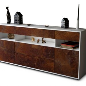 Sideboard Floria | Korpus Weiß | Front in Rost Optik | 180x79x35cm (BxHxT)